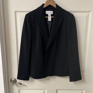 Liz Claiborne Size 6 Career Notched Blazer Jacket Black‎ Long Sleeve Lined